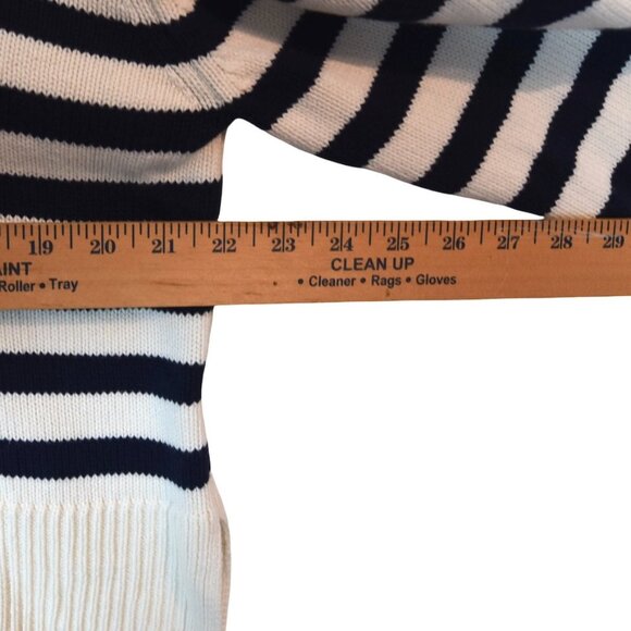 GAP White Navy Striped Sweater Size M Petite 100% Cotton Polo Knit Nautical Prep - Picture 5 of 9